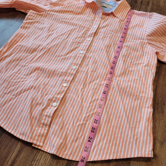 Orvis Orange White Striped Long Sleeve Button Up Shirt - Picture 7 of 7